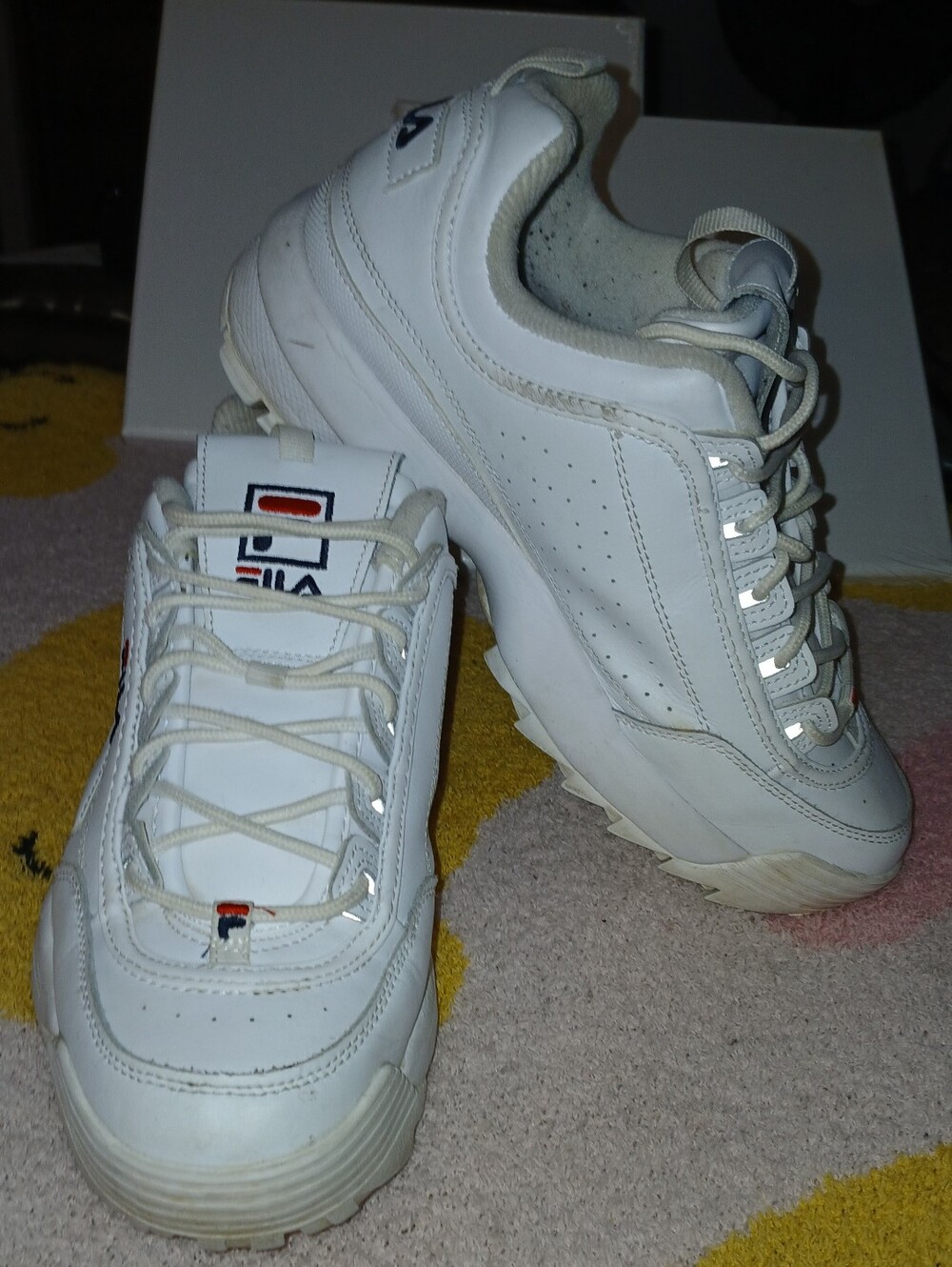 Pre-love Women's FILA White Leather Disruptor-Style Sneakers.